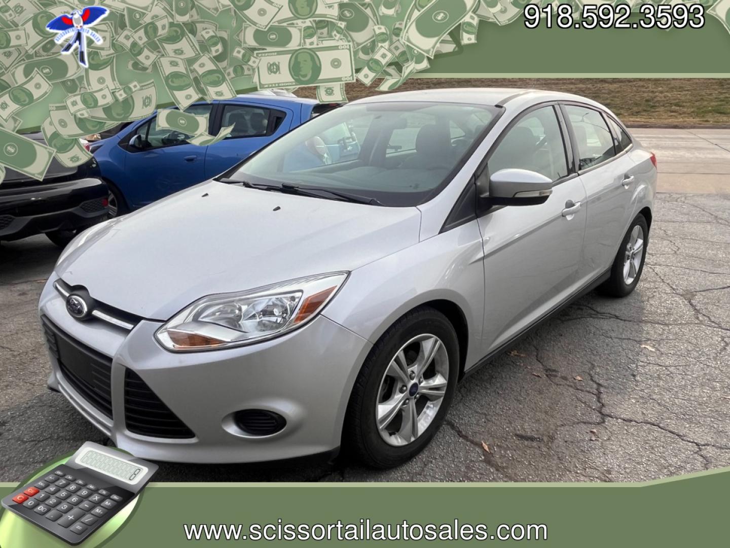 2014 SILVER FORD FOCUS SE SE Sedan (1FADP3F29EL) with an 2.0L L4 DOHC 16V engine, located at 8101 E. Skelly Dr., Tulsa, OK, 74129, (918) 592-3593, 36.121891, -95.888802 - Photo#0